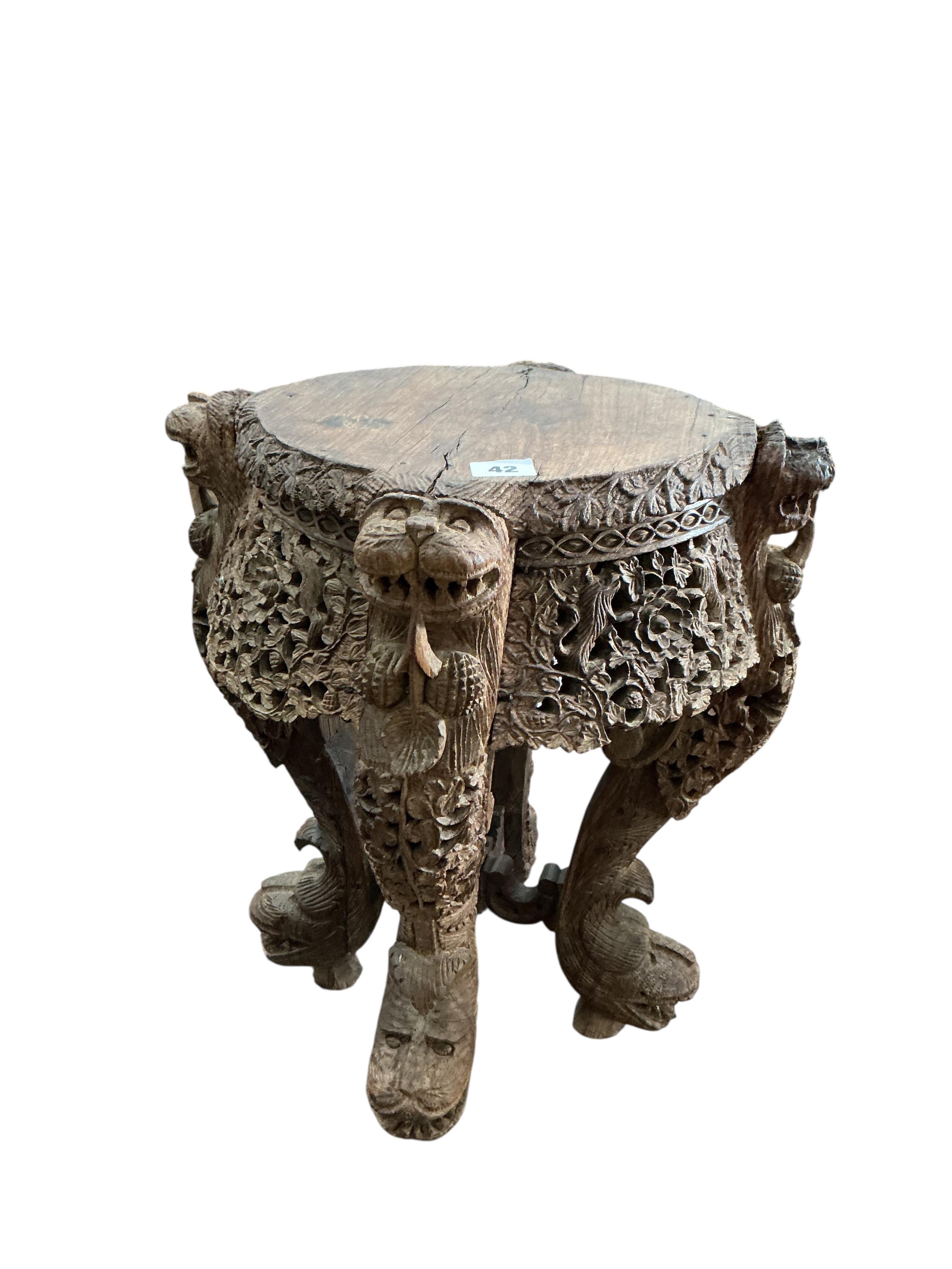 A Victorian adjustable piano stool, a Burmese vase stand and a wool winder